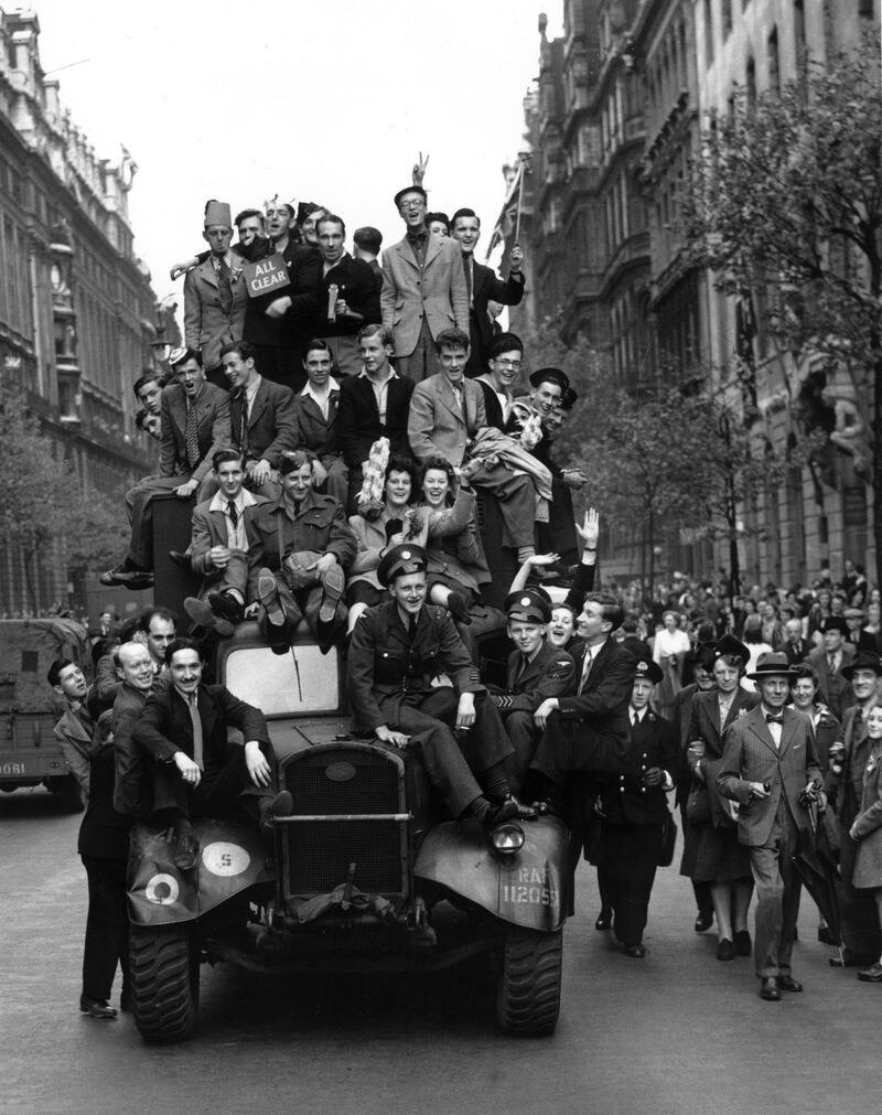 VE Day revellers in London on May 8th, 1945. Photograph: Central Press/Getty Images