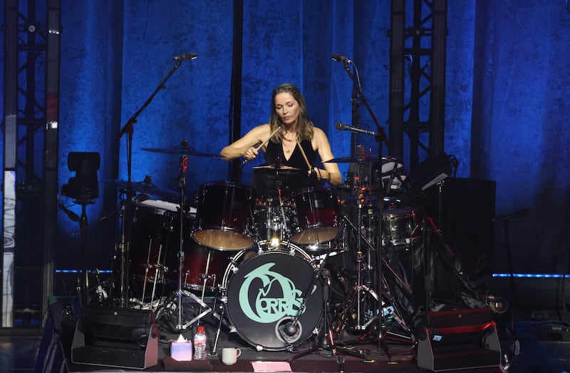 Drummer Caroline Corr performing at the 3Arena, Dublin. Photograph: Dara Mac Dónaill/The Irish Times