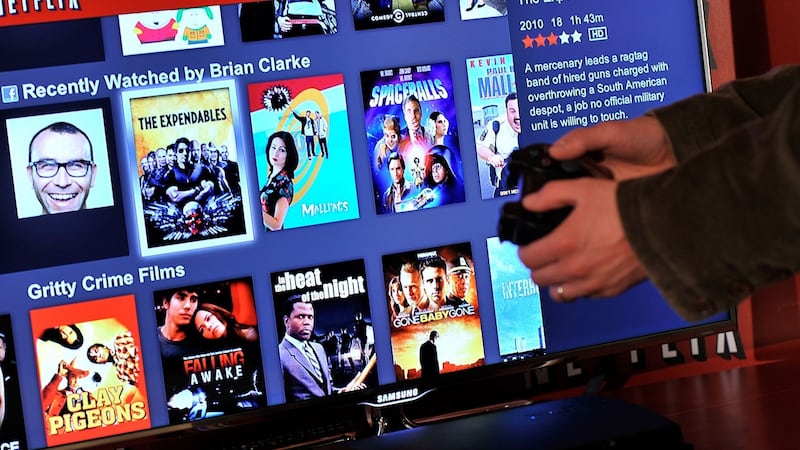 A promotional image from when Netflix was launched in the UK and Ireland on January 9, 2012. Few appreciated at the time the way in which it would transform television viewing. Photograph:  Gareth Cattermole/Getty Images for Netflix