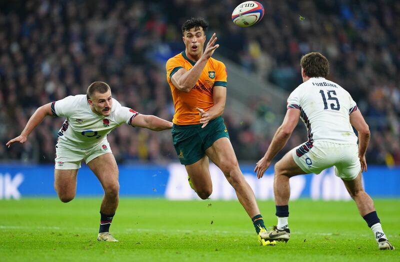 Australia's Joseph Suaalii in action against England at Twickenham. Photograph: David Davies/PA Wire

