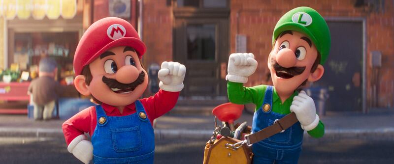 Mario (voiced by Chris Pratt) and Luigi (Charlie Day) in The Super Mario Bros Movie. Photograph: PA Photo/©2023 Nintendo and Universal Studios