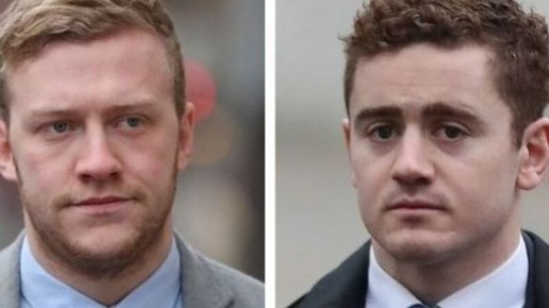 Stuart Olding (left) and Paddy Jackson have pleaded not guilty to rape and sexual assault charges.