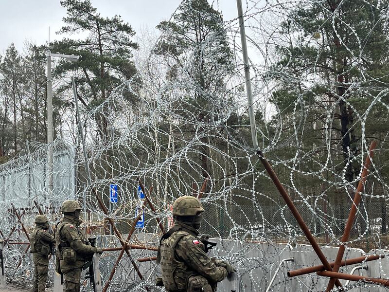 The Polish border with Belarus: Poland is set to spend close to 5 per cent of its gross domestic product (GDP) on defence this year, making it one of the big military beasts in the EU, alongside France. Photograph: Jack Power