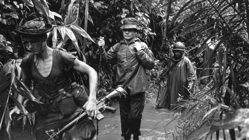 Lieut Col Colin  Mitchell (centre) on patrol. Photograph: Terry Fincher/Express/Getty Images