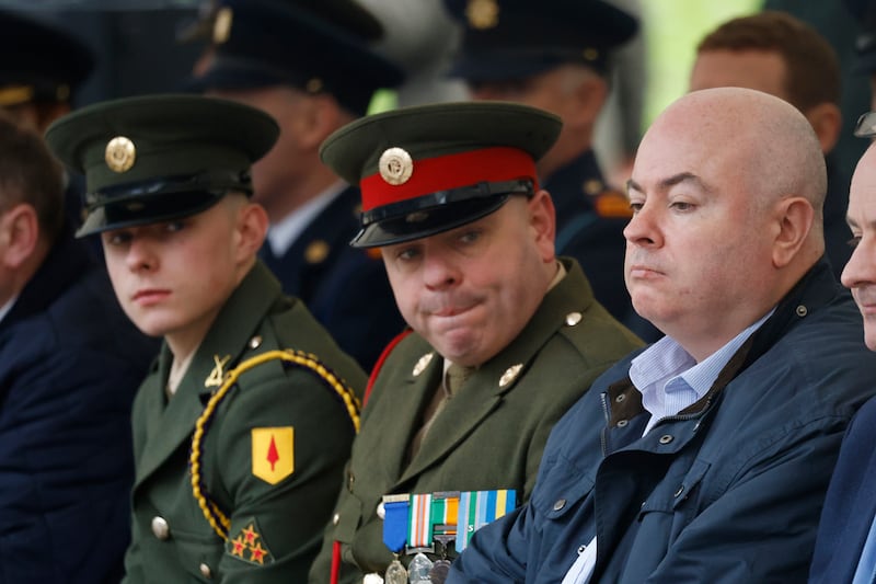 A memorial mass was held and a monument unveiled in remembrance of Recruit Garda Gary Sheehan and Private Patrick Kelly who died while in service to the State in 1983 in Ballinamore, Co Leitrim.  Pictured are Kelly Family Members Private Ethan Kelly, Sgt Andrew Kelly and David Kelly.  Photograph: Nick Bradshaw / The Irish Times