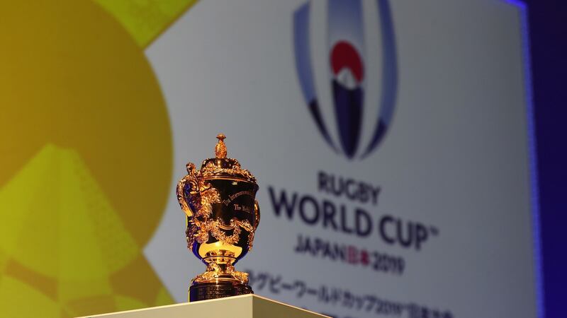 The Webb Ellis Cup pictured during the Rugby World Cup 2019 match schedule announcement in  November 2017.Photograph: David Rogers/Getty Images