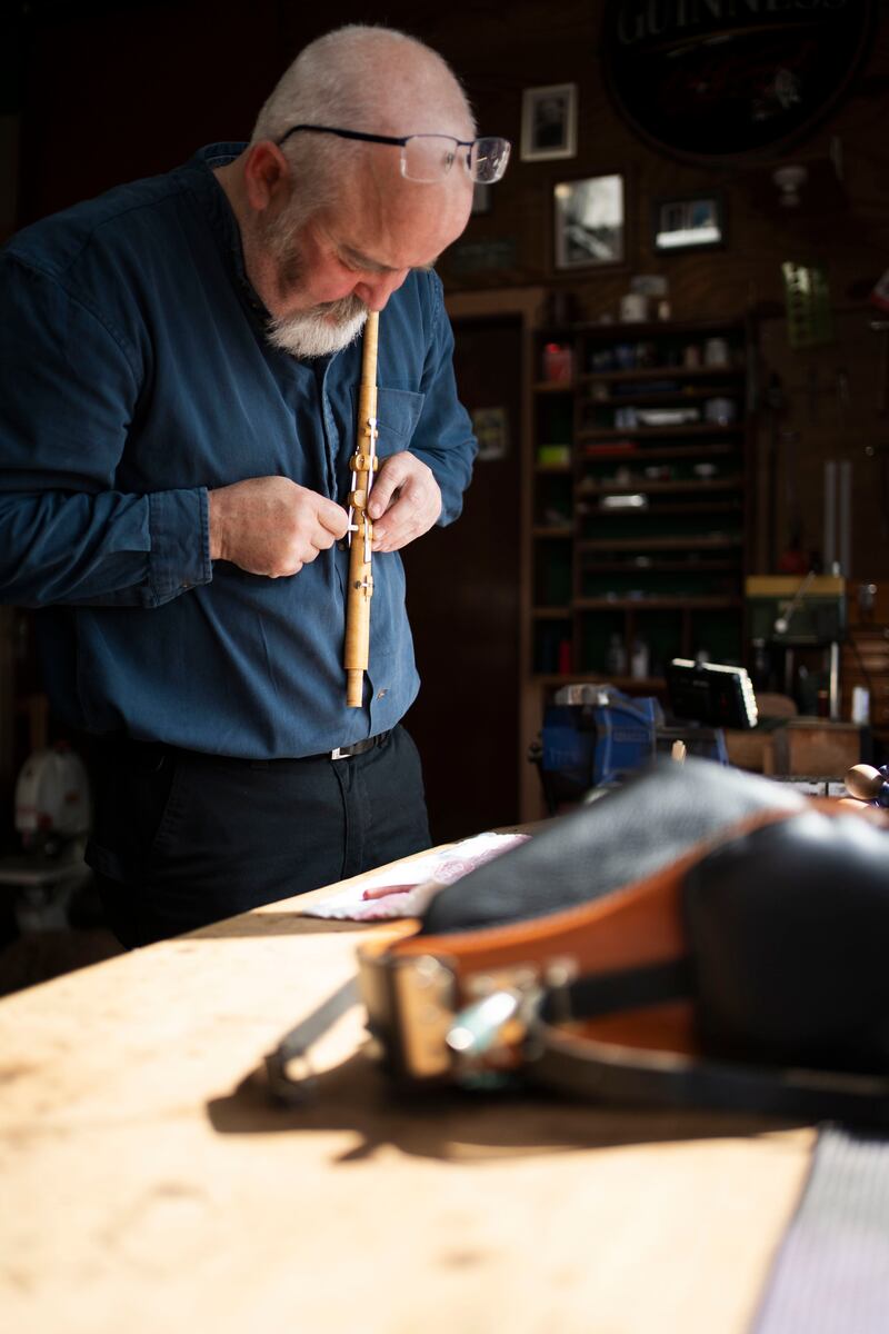 Each set takes 600 hours of work to make by hand. “You then start tuning, voicing, making different reeds that agree with each other... That’s the trade; it comes in two parts.” Photograph: Don Moloney