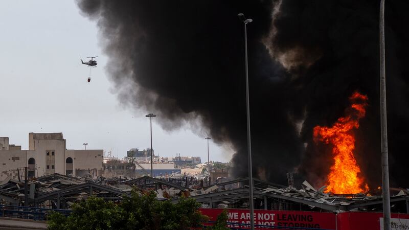 A Lebanese military source said that the fire broke out in the port’s duty-free zone. Photograph: EPA