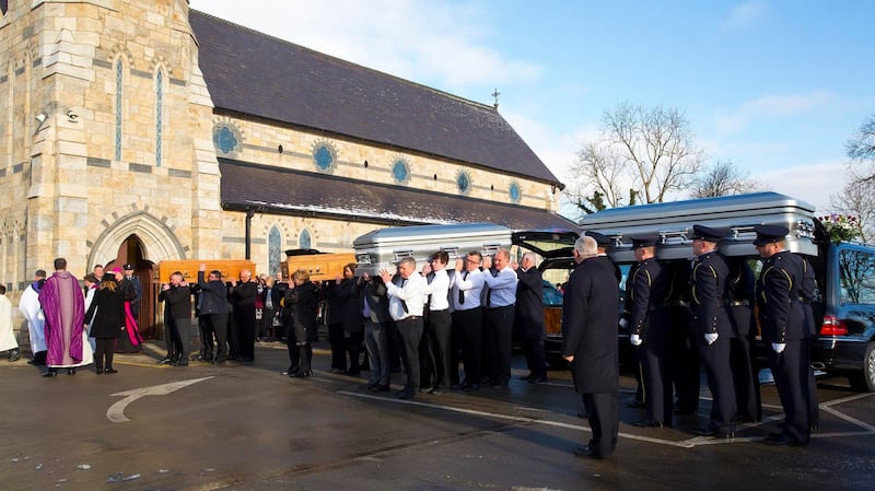 Funeral of the Alexander family, Doug snr, Lily, Doug jnr and Steve at Cushinstown church, Co Wexford, on Monday. Photograph: Mary Browne