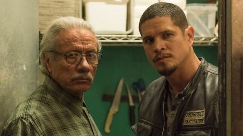 Edward James Olmos and JD Pardo in Mayans MC