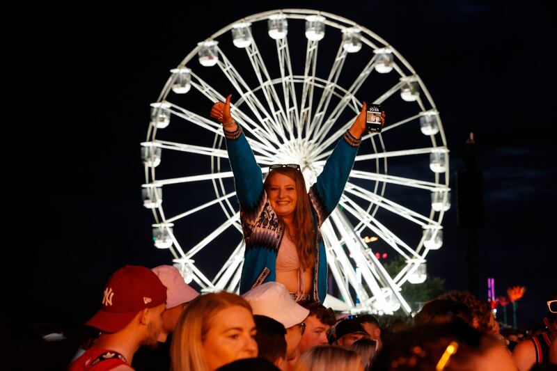 The Eletcric Picnic Ferris whell in the background as fans await the arrival on Niall Horan on stage on Friday.  Photograph: Alan Betson/The Irish Times

