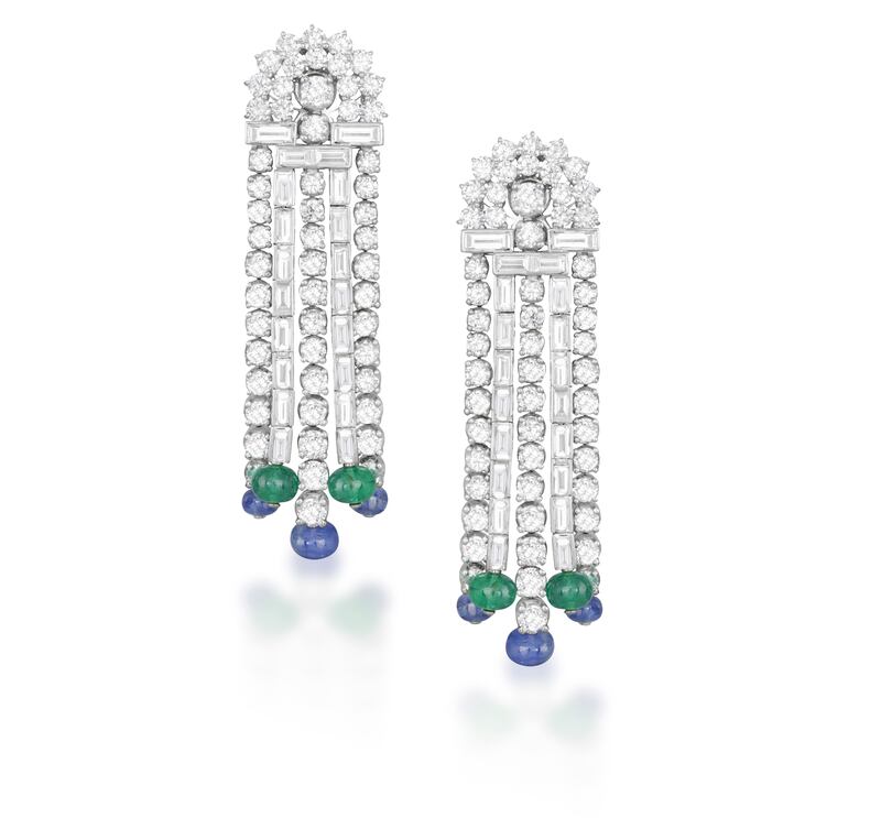 Diamond and gem set earclips by Bulgari (€26,000-€32,000)