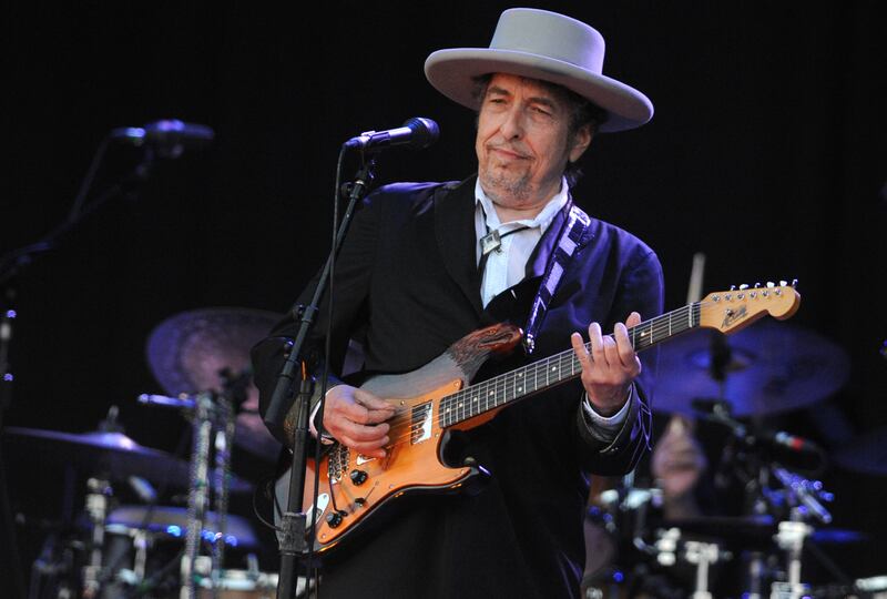 Bob Dylan performs on stage during the 21st edition of the Vieilles Charrues music festival on July 22nd, 2012 in Carhaix-Plouguer, western France. Photograph: Fred Tanneau/AFP/GettyImages