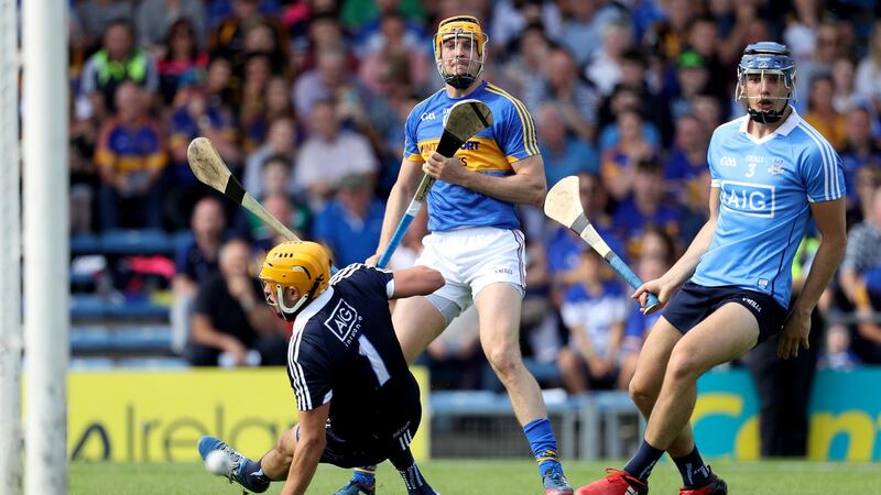 Seamus Callanan scores a goal. Photogaph: Tommy Dickson/Inpho