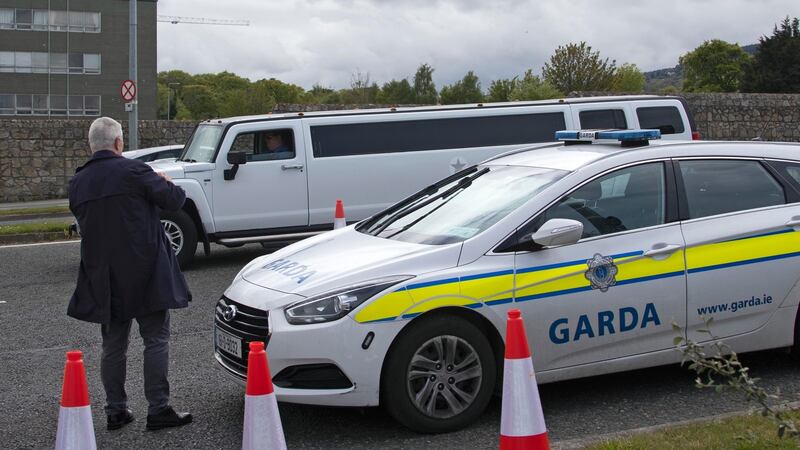 A   limousine arrives as gardaí and contractors remove the wedding marquee at Burton Park, Leopardstown this afternoon. Photograph: Colin Keegan, Collins Dublin