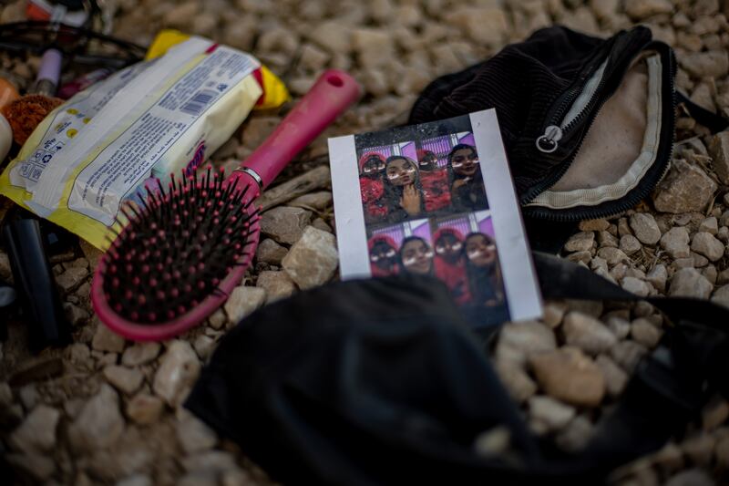 Personal belongings left behind by Israelis in the aftermath of an attack on the Supernova music festival where hundreds were killed by Hamas militants. Photograph: Martin Divisek/EPA-EFE