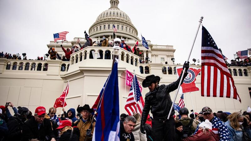 Pro-Trump supporters storm the US Capitol following a rally with president Donald Trump on January 6th, in Washington, DC. Photograph: Samuel Corum/Getty Images