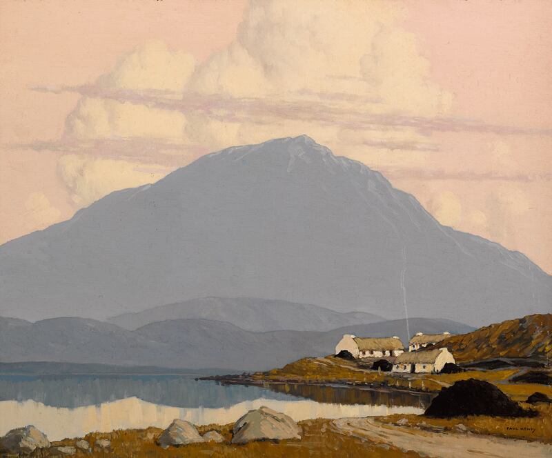 Cottages by a Lake, Achill, Connemara by Paul Henry