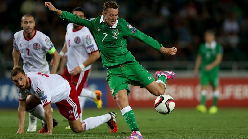 Aiden McGeady scores Ireland’s late winner against Georgia - O’Neill’s first competitive fixture. Photograph: Donall Farmer/Inpho