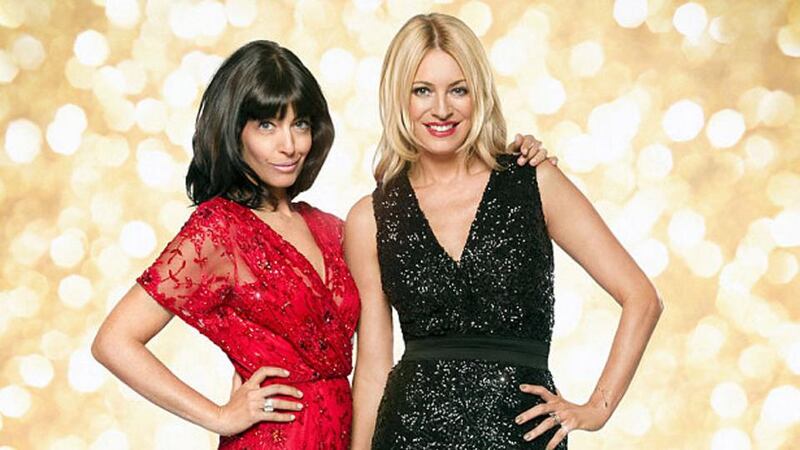 Strictly Come Dancing presenters Claudia Winkelman and Tess Daly: mirror-universe photo-negatives. Photograph: BBC Pictures