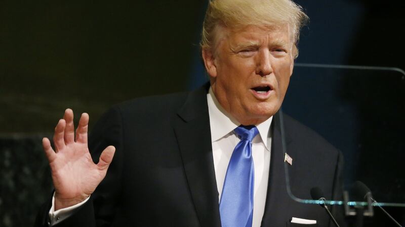 US president Donald Trump addressing the  UN  in New York. “I will always put America first, just like you, the leaders of your countries, should put your countries first.”  Photograph: Reuters