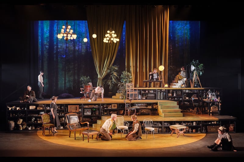 Children of the Sun: Colin Campbell, Peter Newington, Fiona Bell, John Cronin, Stuart Graham, Ian Toner, Rebecca O'Mara, Aislín McGuckin and Eavan Gaffney in Hilary Fannin's Maxim Gorky adaptation, directed at the Abbey Theatre by Lynne Parker. Photograph: Ros Kavanagh