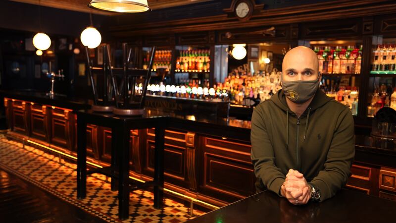 Simon O’Connell, at O’Connell’s, Howth, Co Dublin. O’Connell shut his pub after two staff were identified as close contacts. Photograph: Dara Mac Dónaill/The Irish Times