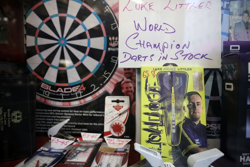 Fergus O'Brien, owner of Brenfer Trophies on Dublin's Capel Street, has seen how the 'Luke Littler effect' has fuelled interest in darts. Photograph: Chris Maddaloni