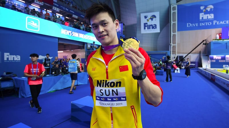 Sun’s won gold in the 400m freestyle at the London Olympics. Photograph: Ed Jones/AFP via Getty Images