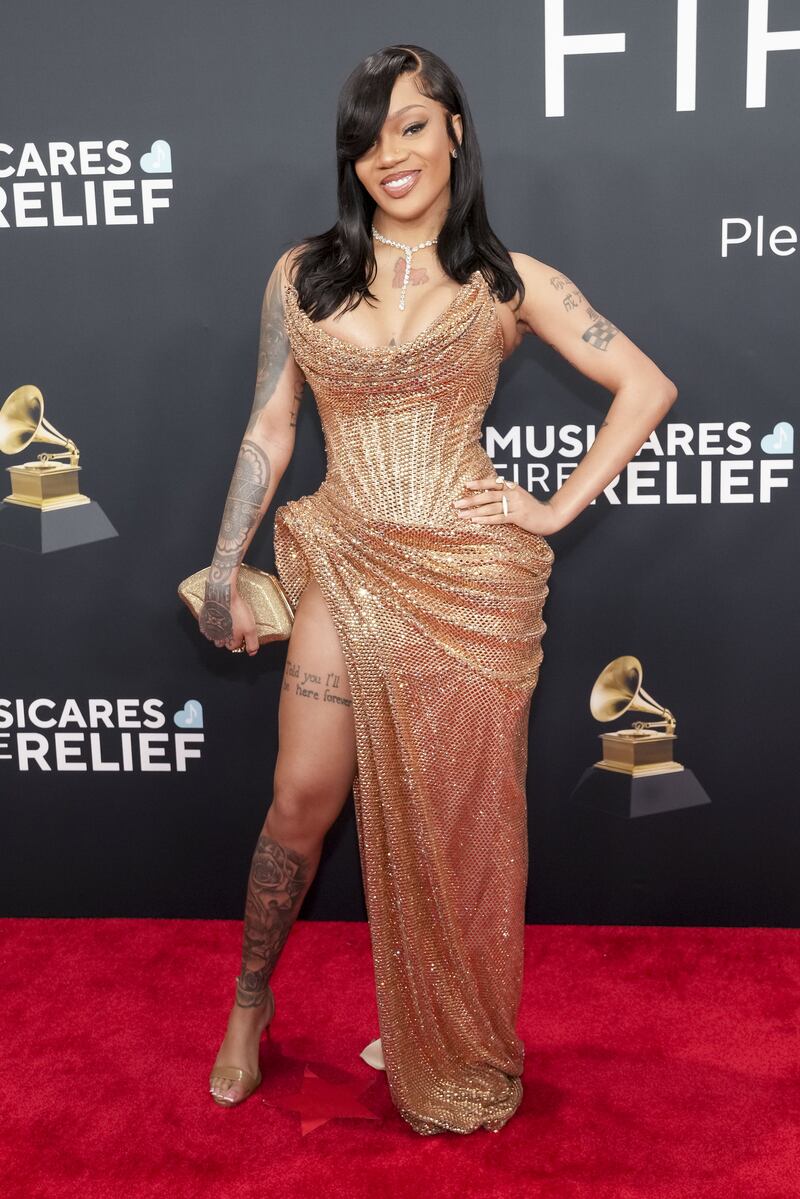 Grammy Awards: GloRilla on the red carpet. Photograph: Allison Dinner/EPA-EFE