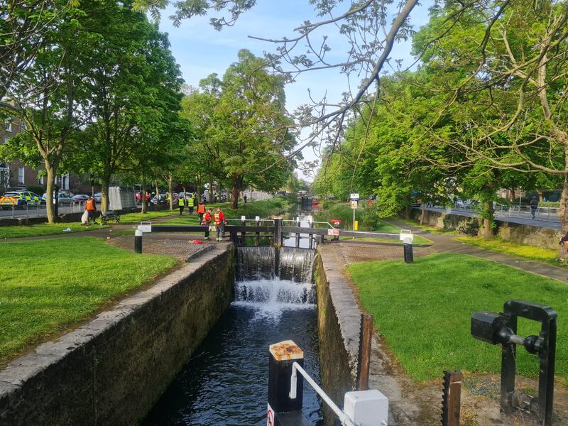 Around 100 tents in which people seeking asylum in the State had been staying were cleared from the Grand Canal early on Thursday. Photograph: Kitty Holland