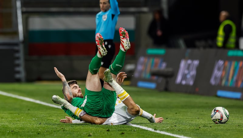 Ireland's Ryan Manning during the game against Bulgaria.
