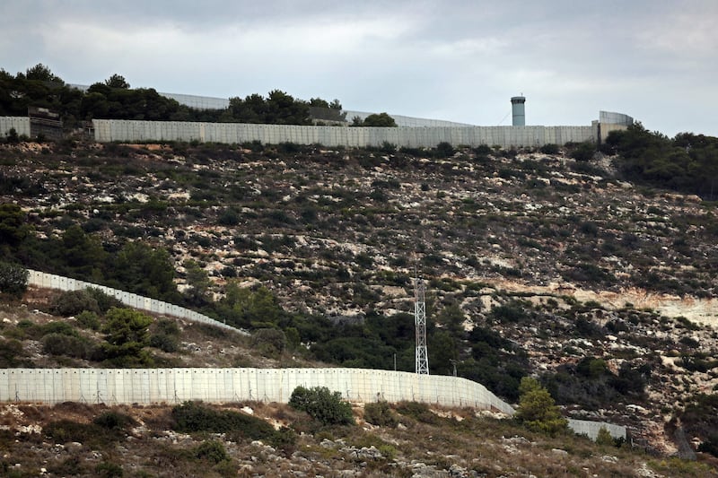 The Israeli defensive wall between Israel and Lebanon in Rosh HaNiqra, northern Israel. Photo: Thomas Coex/AFP via Getty Images