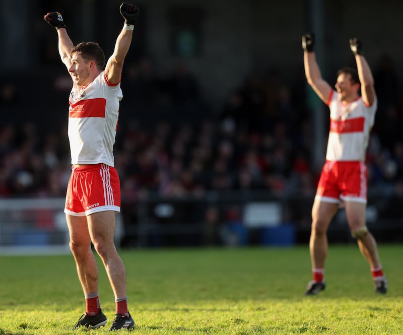 Niall Murphy celebrates Coolera-Strandhill's win at Markievicz Park. Photograph: John McVitty/Inpho