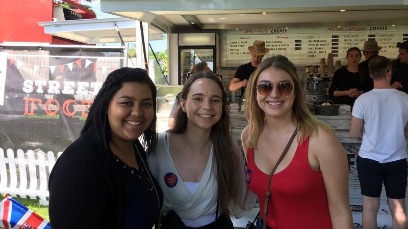 Yvonne Meyreles from North Carolina (L), Hayley Constantine from Sydney(C), Clarissa Fehr from Canada (R).