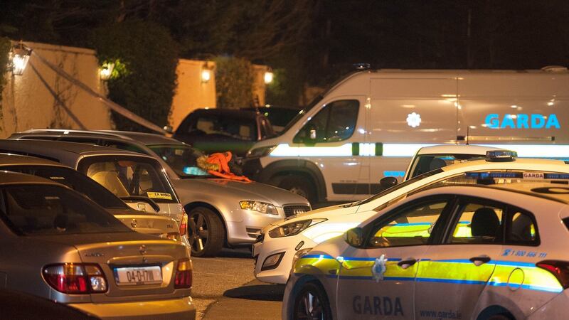 Garda vehicles outside Cumiskey’s pub on Blackhorse Avenue after the fatal shooting on Wednesday night, December 30th, 2015. Photograph: Dave Meehan