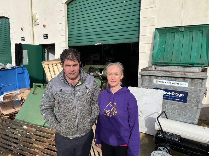 Thomas and Linda Elmore at Flurrybridge Enterprise Centre, outside Newry: the couple both run separate businesses at the centre and are 'devastated' after their premises were heavily flooded 