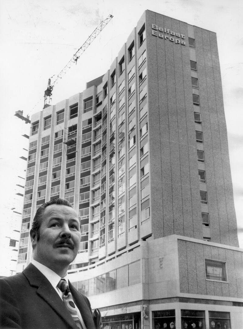 The Europa’s manager, Harper Brown, in front of the hotel. Photograph courtesy of Europa Hotel archive