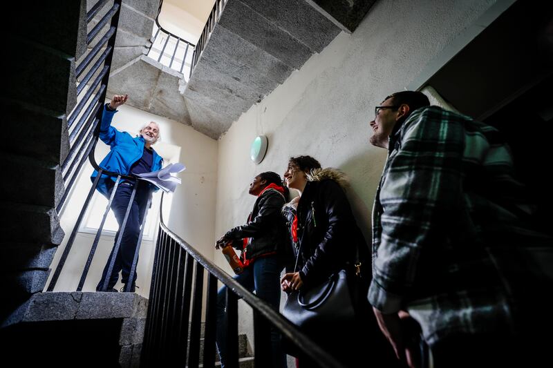 Members of the public visiting to the Griffith College campus on South Circular Road were brought on a tour of its 200 year history by head of journalism and media communications, Dr Robbie Smyth. Photograph: Conor McCabe Photography