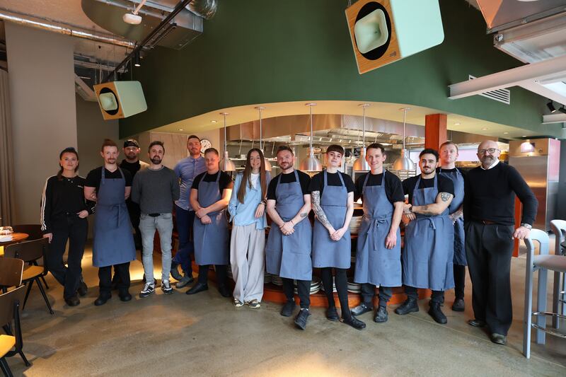 Kitchen and floor team: Niamh O'Driscoll, James Lennon, Daniel Chelsau, Peter McGettigan, Tanguy Gros Daillon, Arran McCredie, Liza Davidson, Niall Davidson, Aine Buds, Tom Hayes, Simone Tamilio, Andrew Hartnett and Ken Boryme.