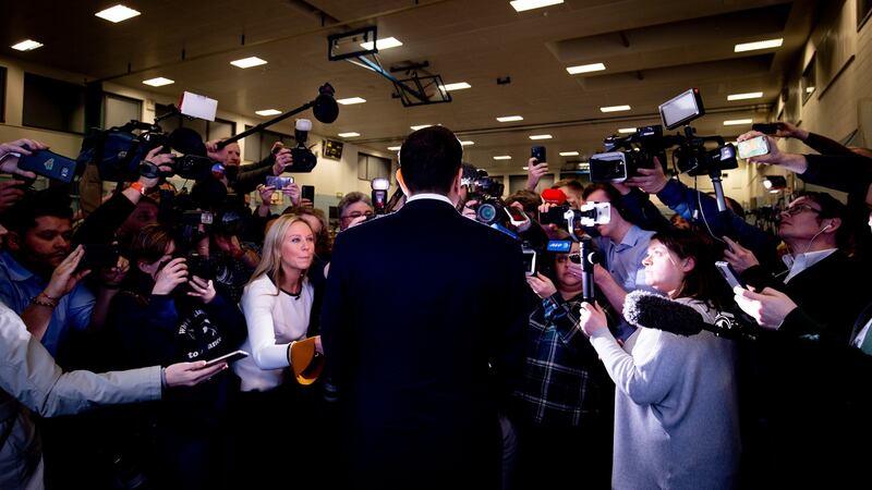 Leo Varadkar speaks to the media at the election count for his Dublin Mid-West constituency. Photograph: Tom Honan/The Irish Times