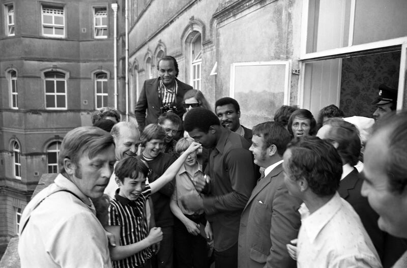 Muhammad Ali at Stewarts Hospital summer fair in Palmerstown, Dublin, in 1972. Photograph: Irish photo archive