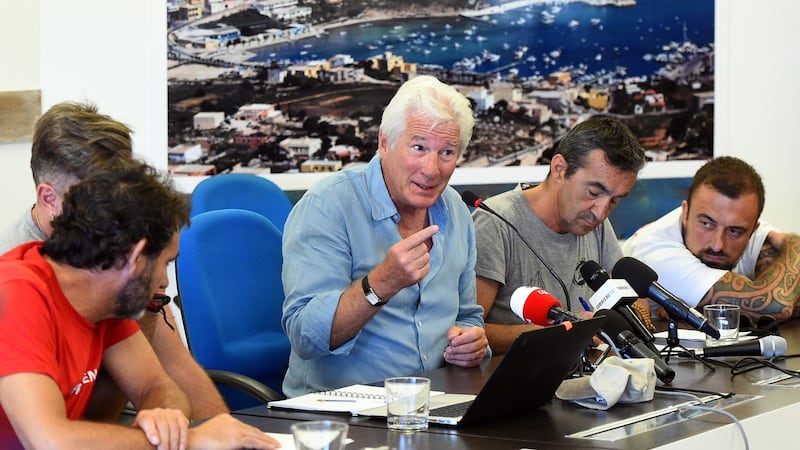 Hollywood actor Richard Gere, who has lent his support to migrants aboard the Open Arms ship. Photograph: Guglielmo Mangiapane/Reuters