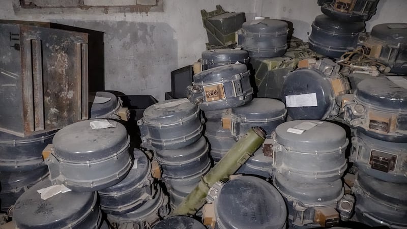 Parts of missiles abandoned at a Syrian military base in Eastern Ghouta. Photograph: Sally Hayden