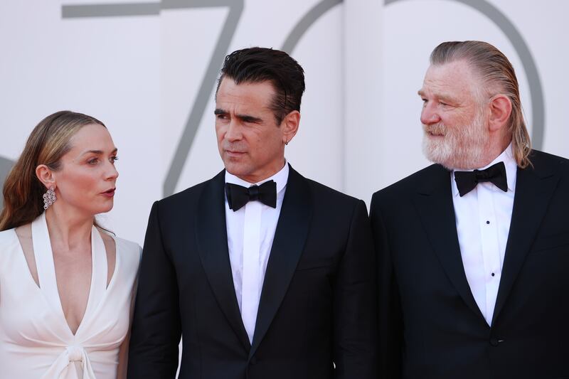 Kerry Condon, Colin Farrell and Brendan Gleeson attend a screening of The Banshees Of Inisherin at the Venice International Film Festival. Photograph: John Phillips/Getty Images