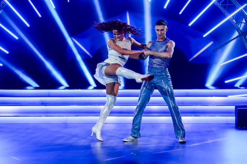 Olympic Taekwondo athlete Jack Woolley with his pro dance partner Alex Vladimirov. Photograph: Kyran O’Brien/Kobpix 