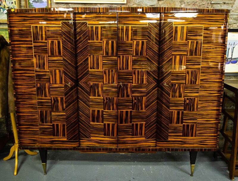 Ebony and zebrawood drinks cabinet (1,000-1,500) R J Keighery