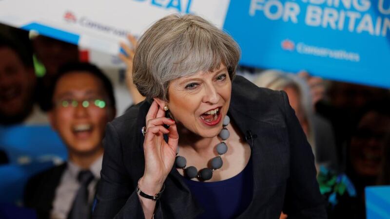 Dementia tax: Theresa May had started her campaign on a U-turn wrapped around a falsehood, but it didn’t seem to matter, because she had a reputation as a straight talker. Photograph: Stefan Wermuth/Reuters