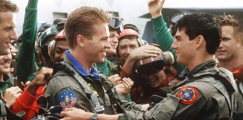 Val Kilmer and Tom Cruise in Top Gun (1986)