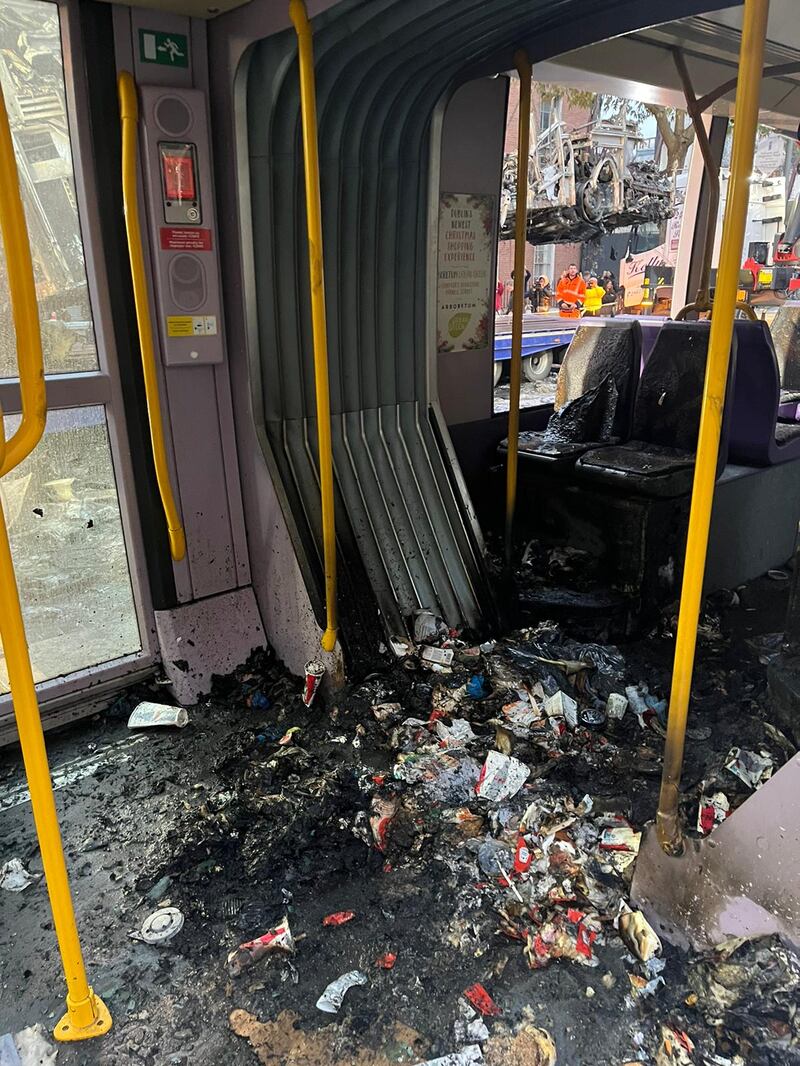 A picture from within the burt-out tram. Photograph: Conor Pope